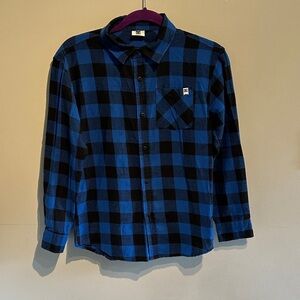 DC Kids Blue and Black Plaid Button Down Shirt